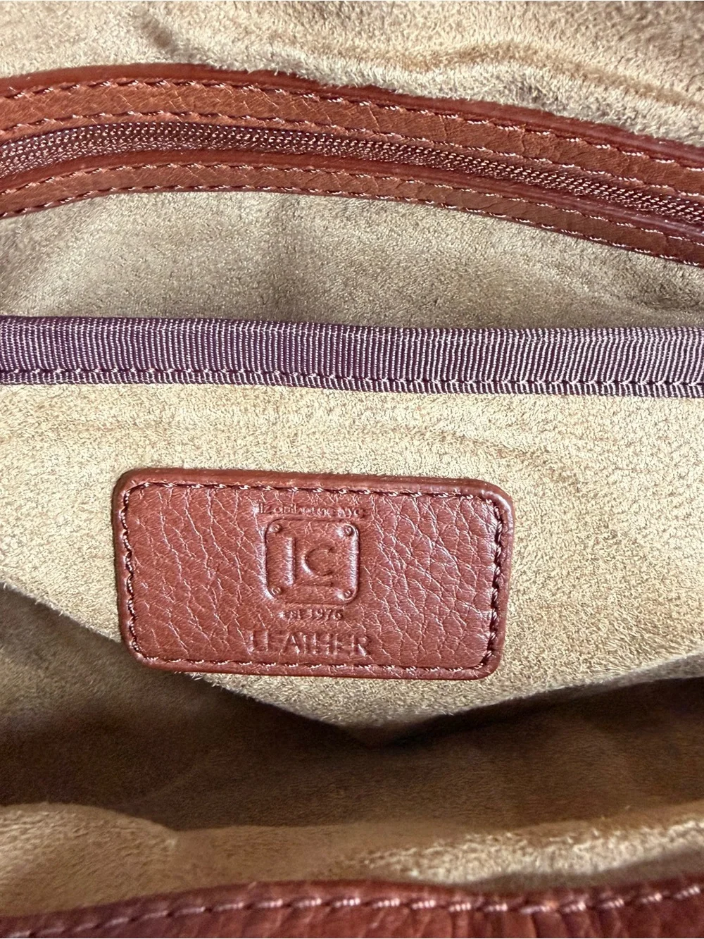 Liz Claiborne Classic Brown Leather Tote Bag - HLRU6683